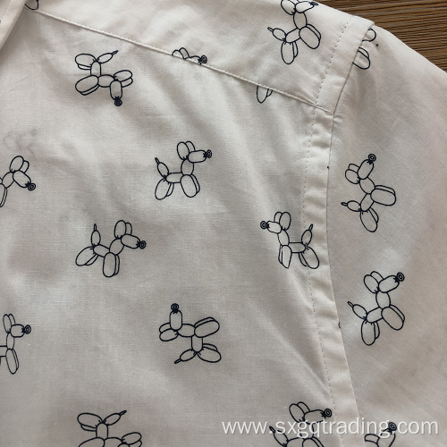 100% cotton print short sleeve shirt in sunmmer